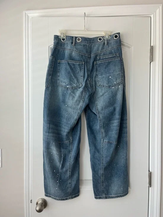 Altar'd State Womens Medium Blue Relaxed Barrel Denim Jeans - Picture 4 of 7